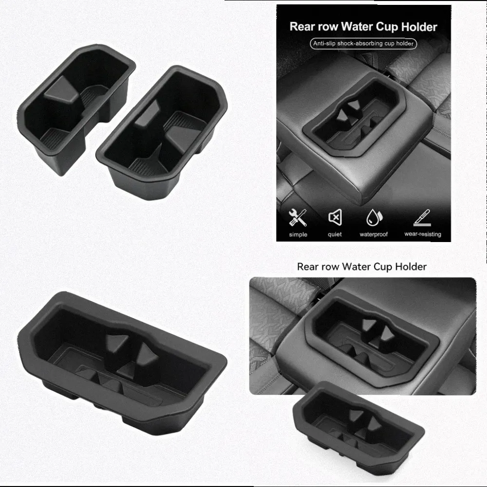 3rd Row Accessories Black Cup Holder Inserts Slip Resistant Design Wear Resistant Liner Deep Recessed Structure