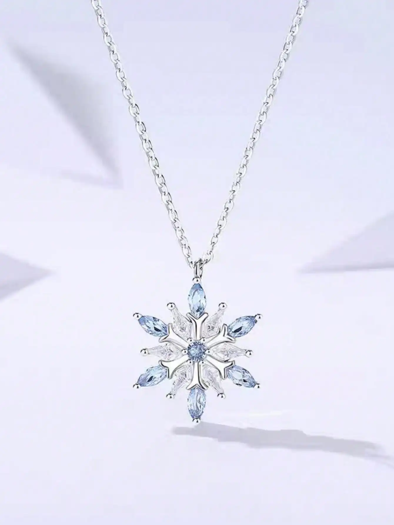 Snowflake Pendant Necklace For Women, Gold Silver Tone Crystal Necklace, Elegant Christmas Jewelry Holiday Gift sj260722110660983088012