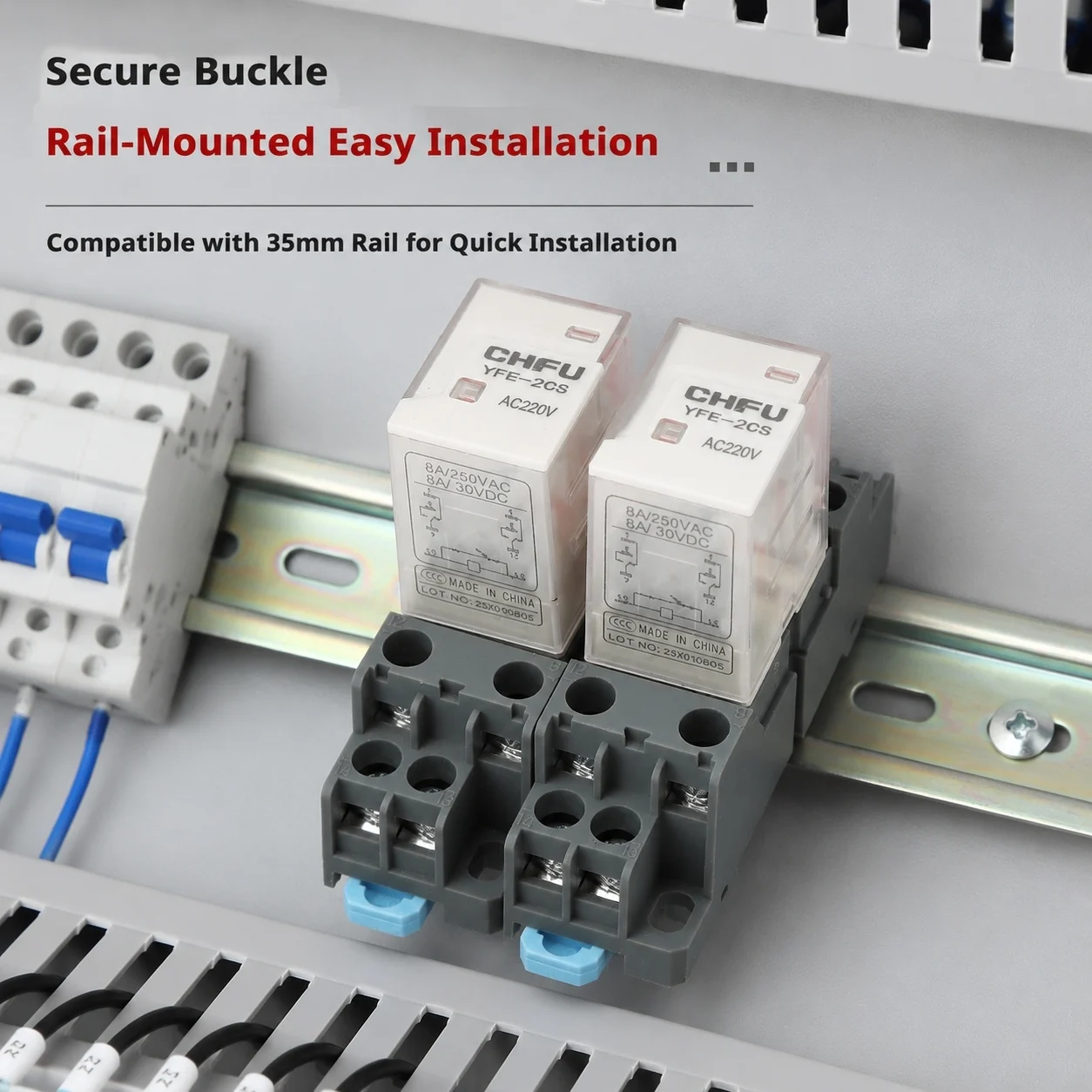 High-Reliability Mini Relay, Silver-Plated Contacts, 300VAC Max Load, DIN35 Mounting, Visual Operation Feedback via LED