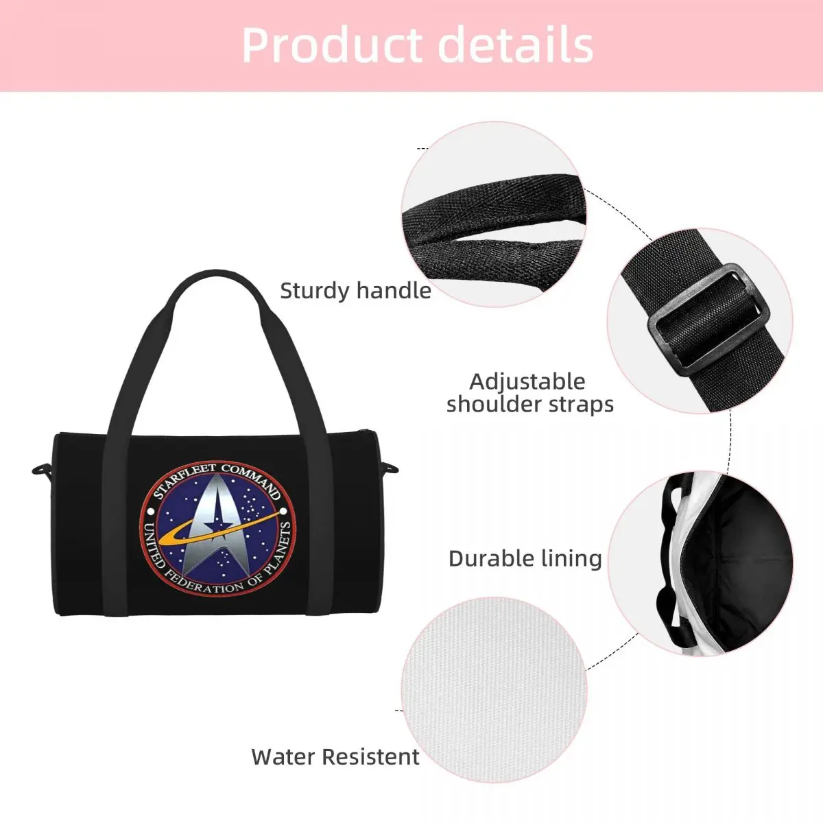 Bolsa de Viaje Multifuncional de la Serie de Ciencia Ficción Star Trek, Bolsa de Lona, Bolsos de Mano, Bolsas de Gimnasio, Bolsa de Fitness para Niños y Niñas