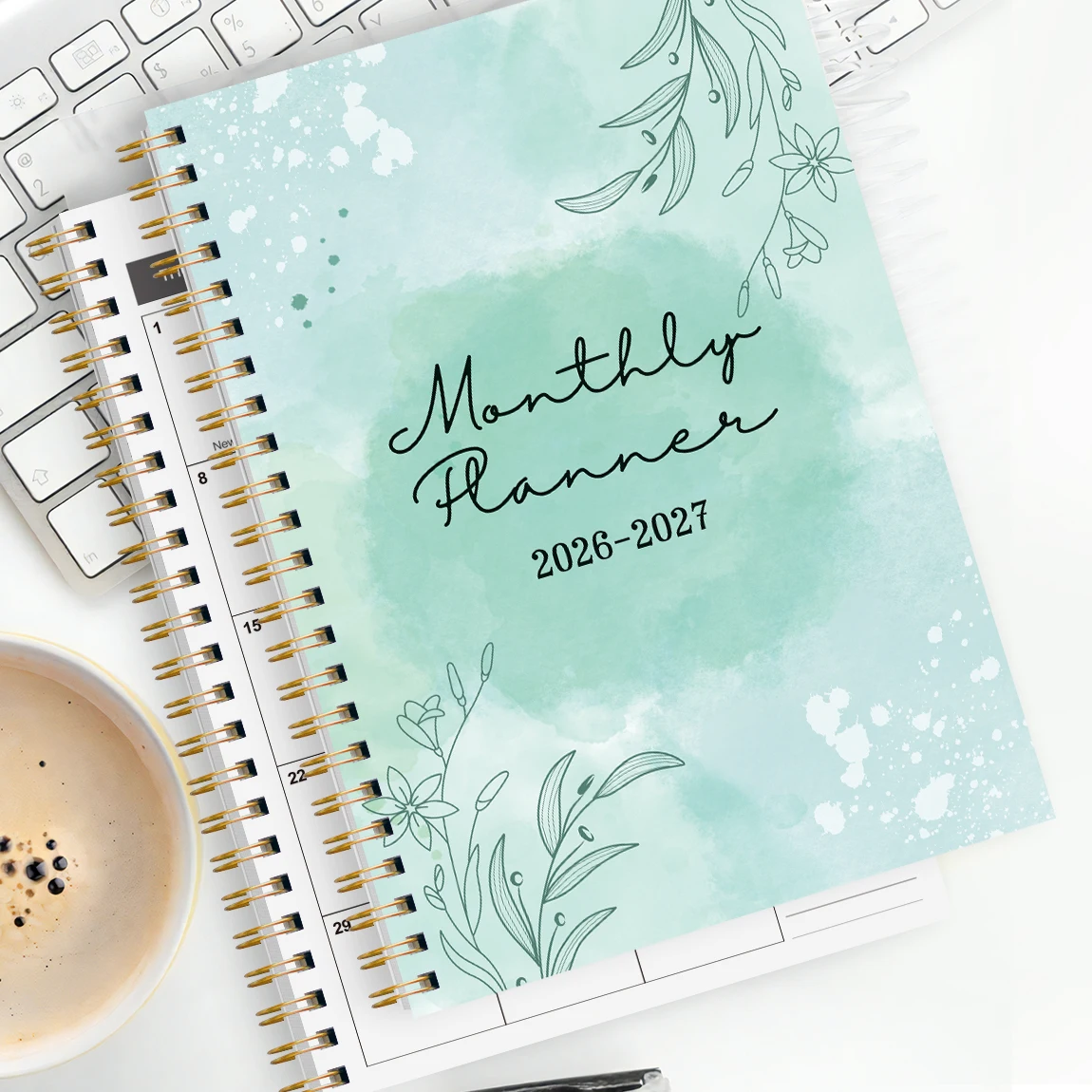 2026-2027 مخطط أسبوعي وشهري A5 – يناير 2026 إلى ديسمبر 2027 منظم حلزوني مع التقويم والملاحظات واللوازم المدرسية والمكتبية