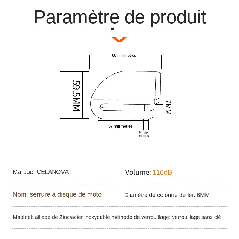 Alarme de sécurité pour moto et vélo, disque de cadenas, alliage d\'aluminium, rappel antivol, ULde verrouillage, sac, Acce