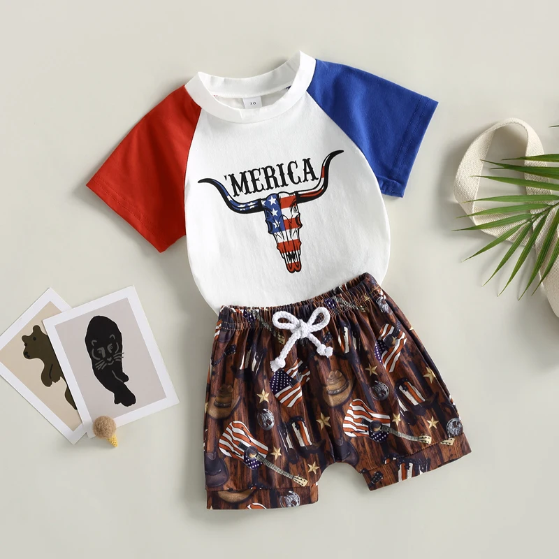 Boys Stylish Outfit Set Trendy Urban Wear Short Sleeve Tee with Cool Graphic Comfy Drawstring Shorts for Playdates and