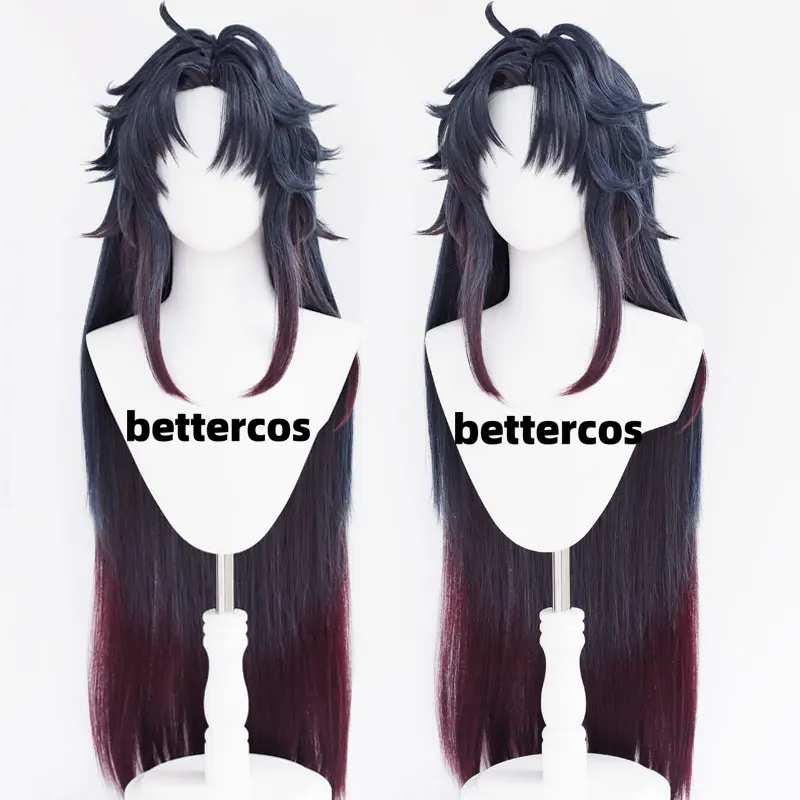 

Game Honkai Star Rail Blade Cosplay Wig Long Dark Blue Gradient Dark Red Heat Resistant Hair Synthetic Cosplay Wig + Wig Cap