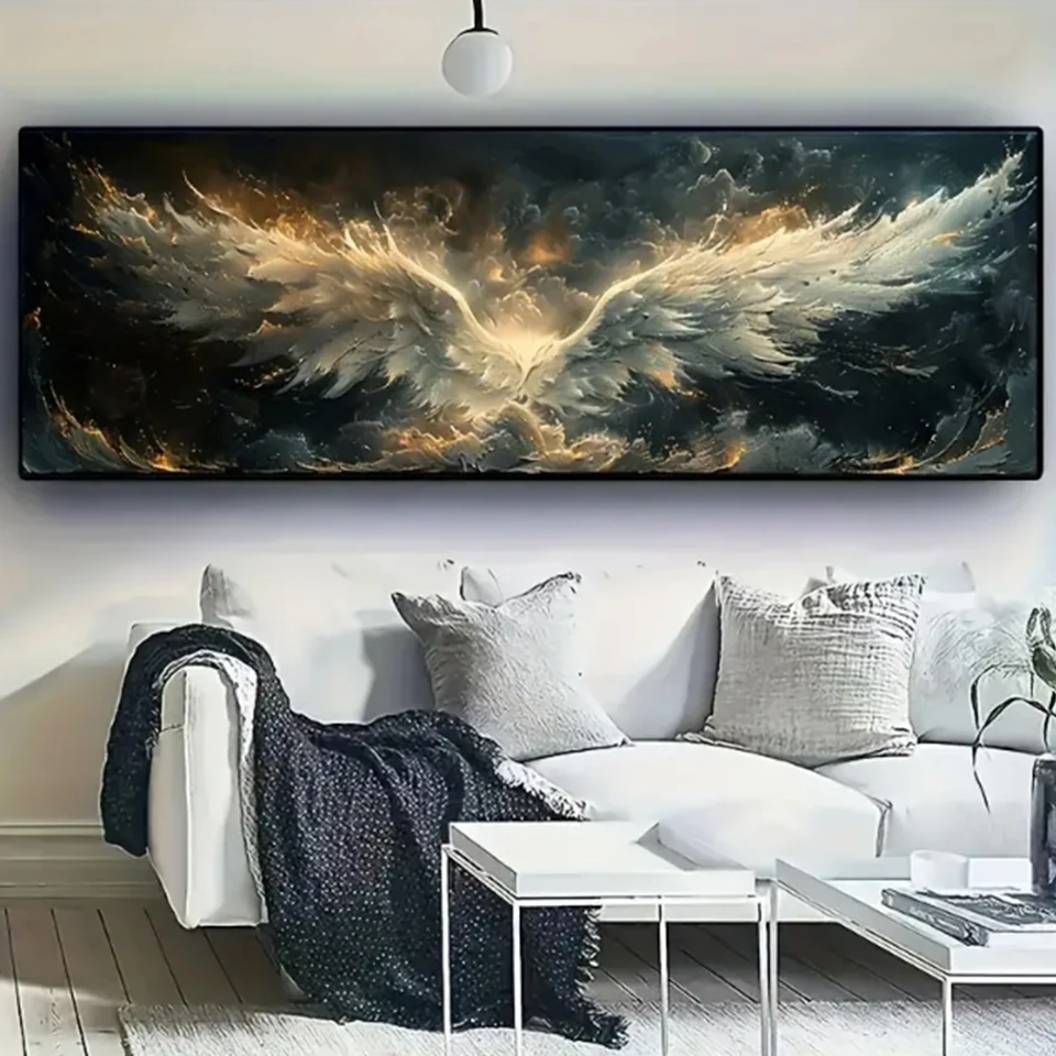 Large Stunning Modern Black & White Angel Wings Diy Diamond painting New 2025 diamond Art Perfect for Home and Office Wall Decor