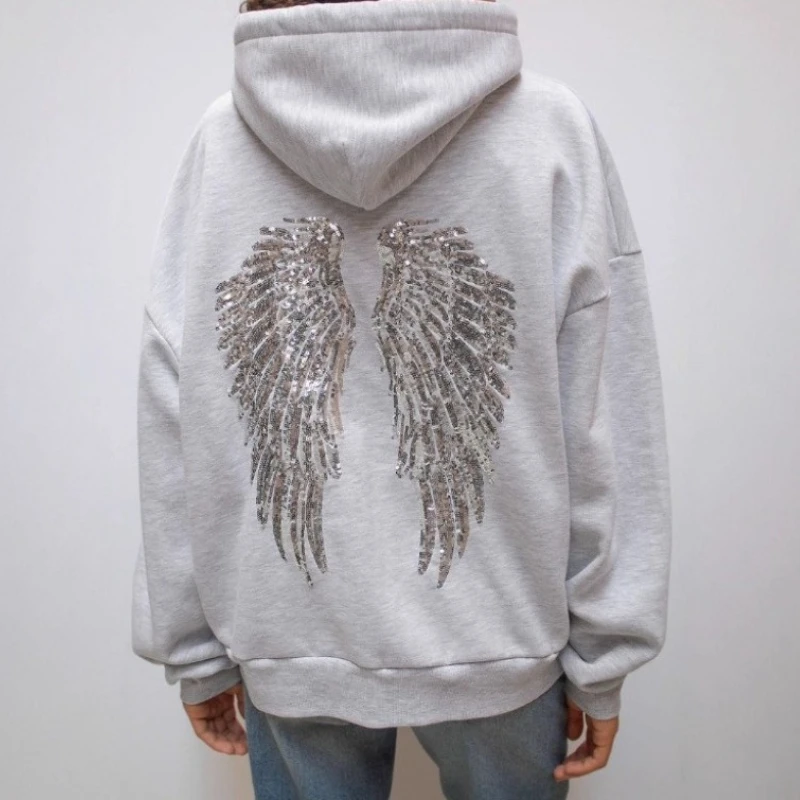 

Loose Sequin Hoodies Autumn and Winter Female Top Thick Cold Glitter Women's Casual Hooded Sweatshirts 2025