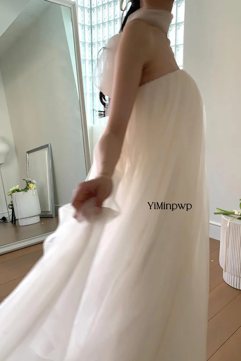 Элегантные свадебные платья Легкое свадебное платье с лямкой на шее без бретелек Романтический стиль Свадебное платье для душа 웨딩드레스 по индивидуальному заказу