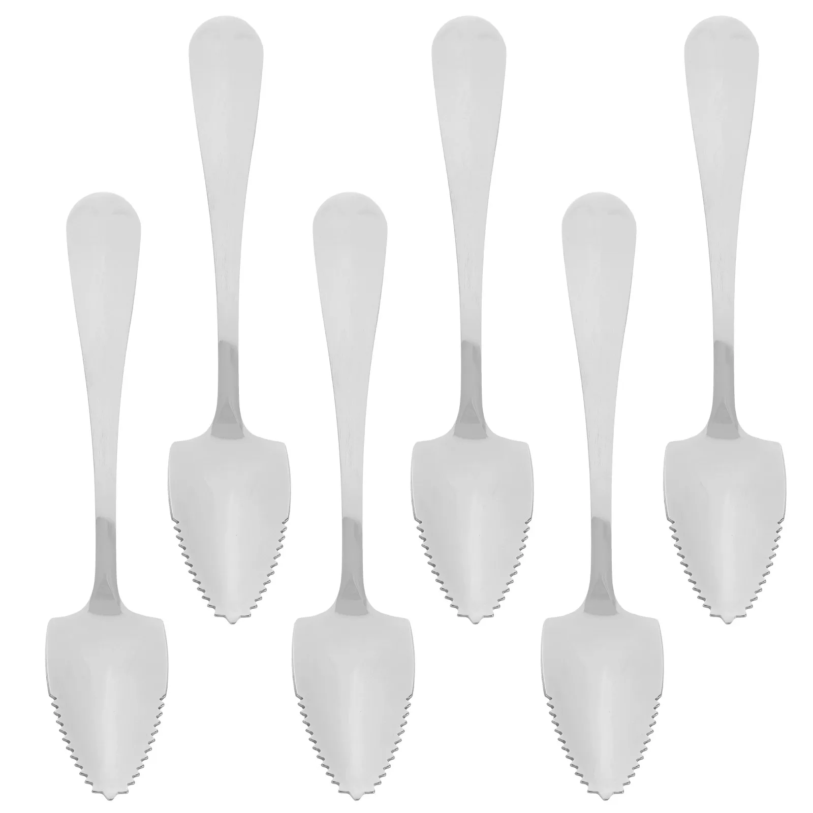 Cucharas para frutas de acero inoxidable, pulido espejo, borde dentado, cucharas para pomelo, utensilio de cocina multiusos, postre de helado, 6 uds.