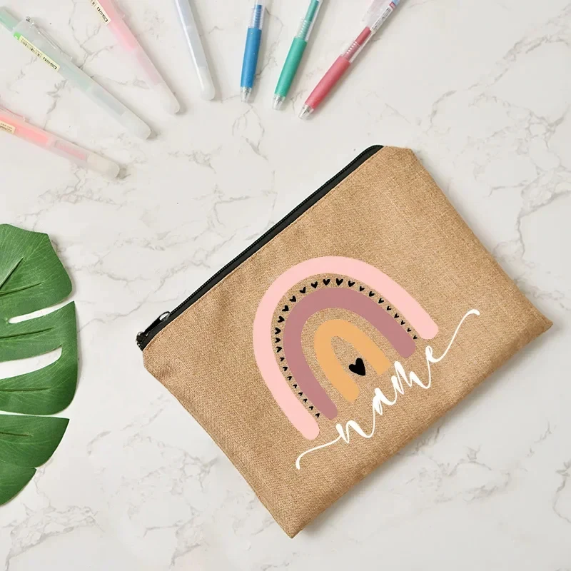 Bolsas de cosméticos personalizadas con nombre para mujer, bolsa de maquillaje, organizador de artículos de tocador para viajes al aire libre, bolsa