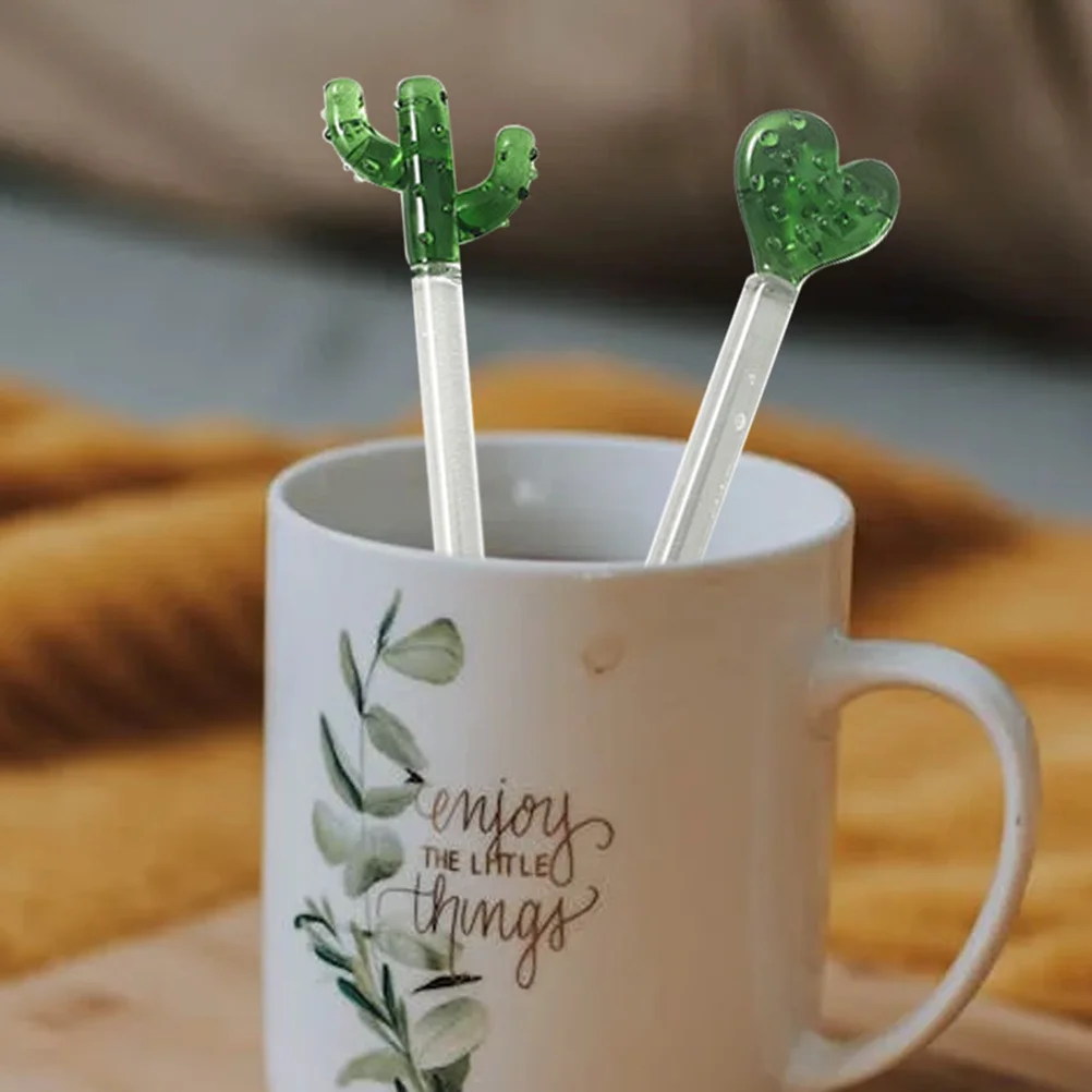 

2Pcs Cactus Cocktail Mixing Rods Creative Lightweight Bar Stirring Sticks Honey Dipper Glass Drink Stirrer