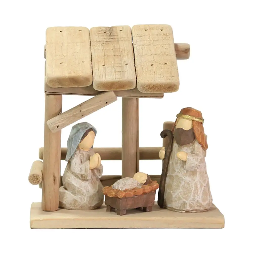 Xmas Nativity Scene Figurines Manger Miniatures Crafts Party Home Desk Decor Church Gift