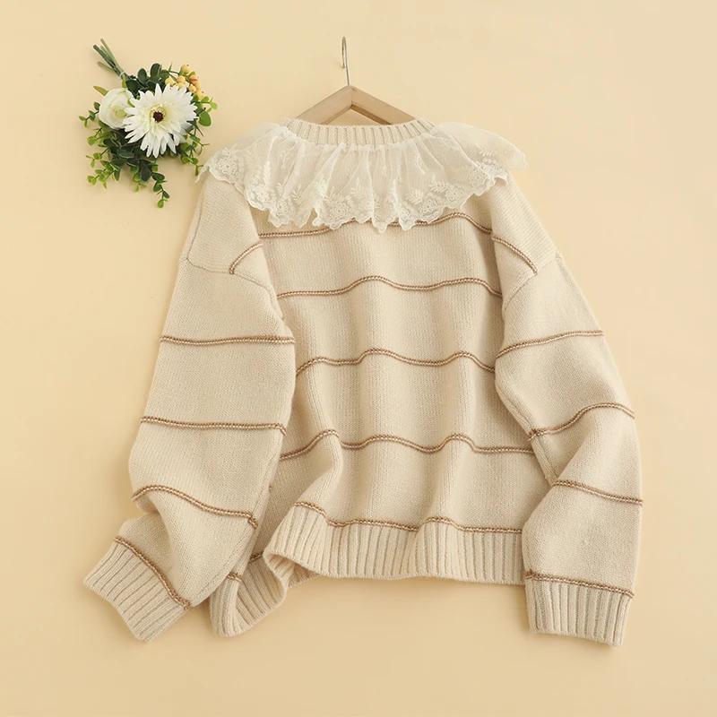 Autumn New Sweet Round Neck Pullovers Sweater Women Long Sleeve Casual Pullovers D207