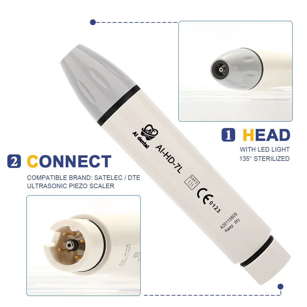 AI-HW/HD Single Water Spray LED Piezo Air Scaler Dental Handpiece Portable Teeth Whitening Surgical Tools Ultrasonic Detechable