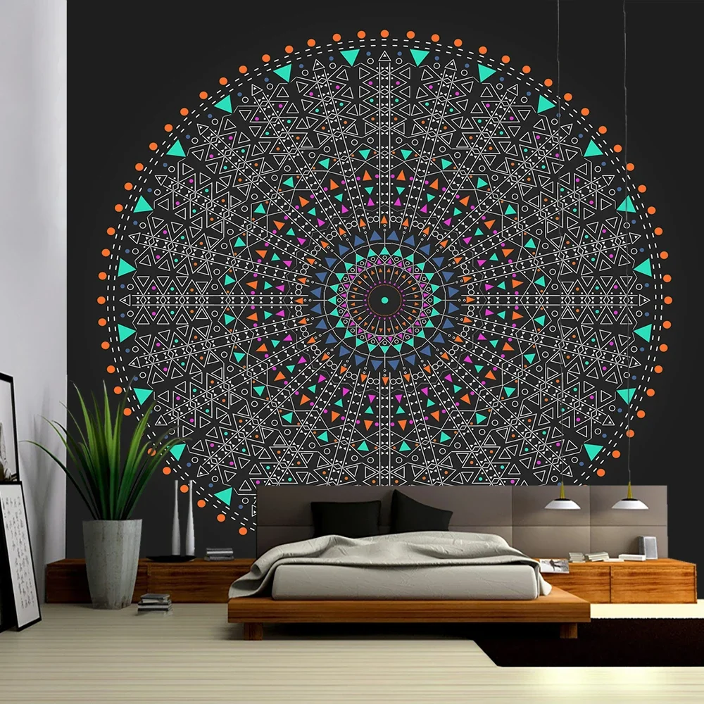 Wandteppich im böhmischen Stil von VIKAMA, chinesisch inspirierte Wandkunst für Wohnzimmer, Eingangsbereich, Arbeitszimmer, Wanddekoration, Wandteppich, Heimdekoration