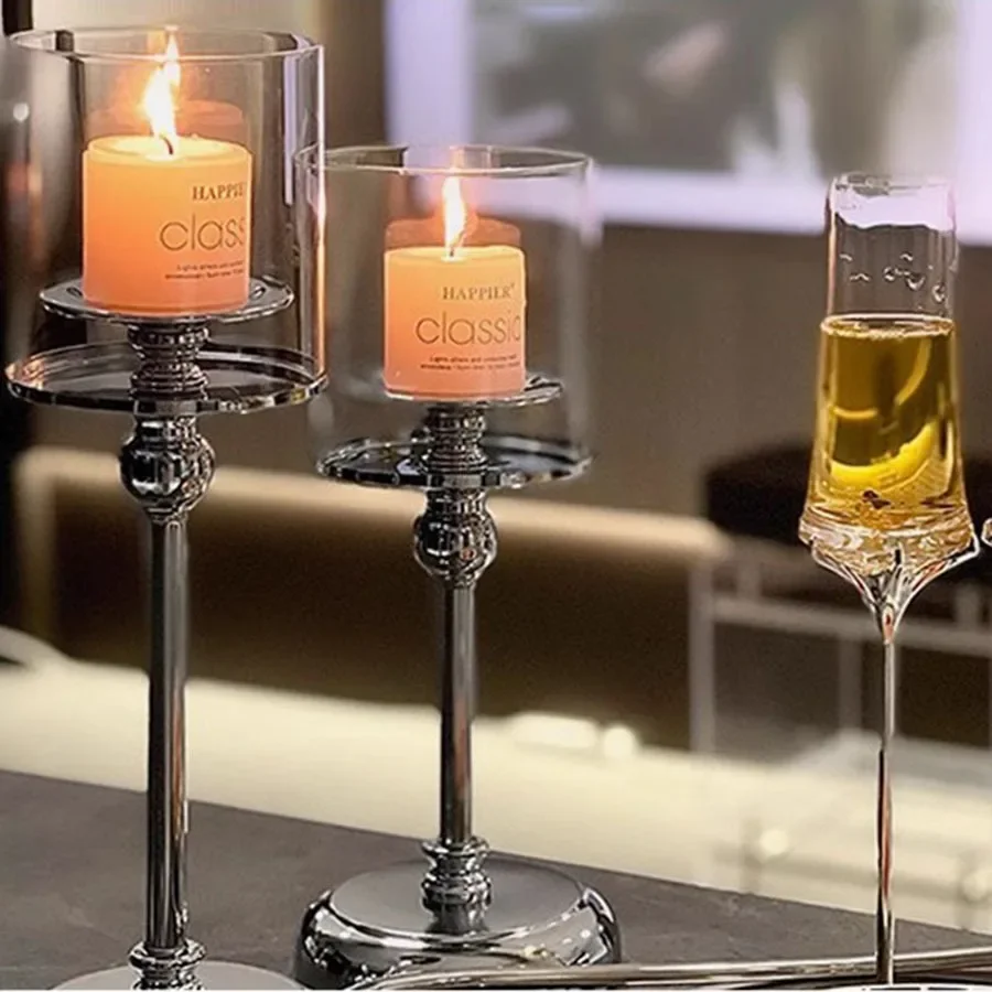 

Cup Candle Holder Outdoor Party Glass Crystal Stand Candle Holder Romantic European Vertical Round Nordic Portavelas Home Decor