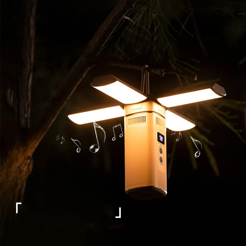 Bluetooth Speaker Outdoor Camping Light Folding Hanging Lights Tent Lantern Sound Emergency hand lamp Flashlight 22W LED