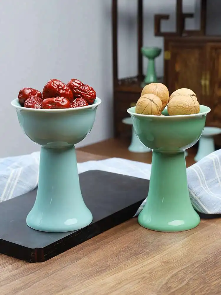

Buddhist Food Bowl High Feet Longquan Celadon Plate Small Bowl Water Cup Vegetable Bowl Buddha
