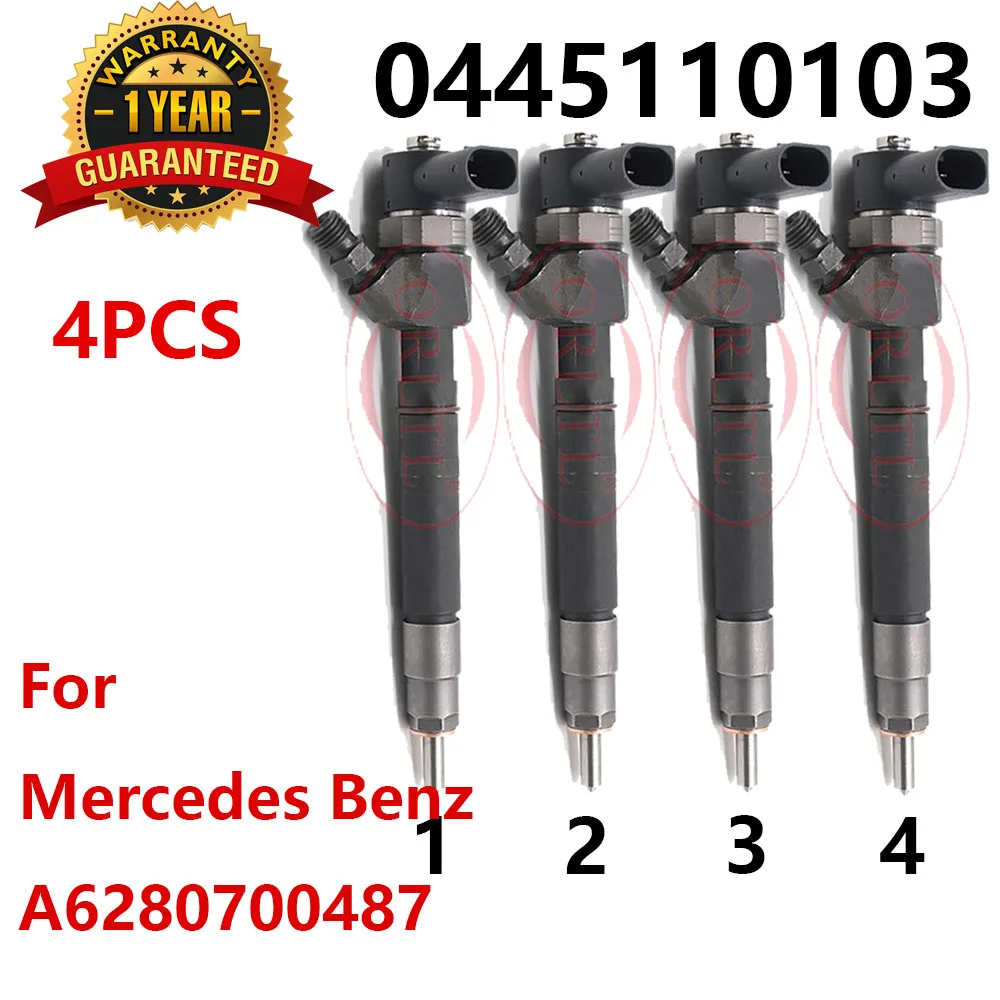 

Новый Дизельный инжектор 0445110103 A6280700487 0 445 110 103 для Mercedes Benz 0986435043 0986435044 ORLTL 0445 110 103, 4 шт.