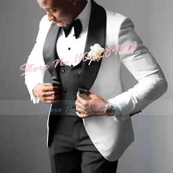 Esmoquin de boda blanco para hombre, traje elegante para hombre, chaqueta, pantalones, chaleco, conjunto de 3 piezas, trajes de boda para hombre, traje para hombre italiano