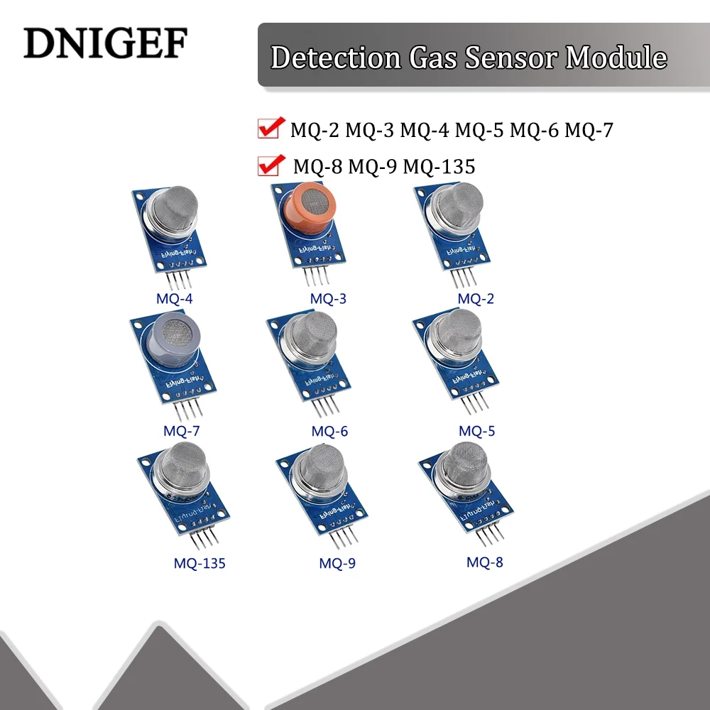 Sensor Module MQ-135 MQ-2 MQ-3 MQ-4 MQ-5 MQ-6 MQ-7 MQ-8 MQ-9 Detection Smoke Methane Liquefied Gas Sensor Module for Arduino