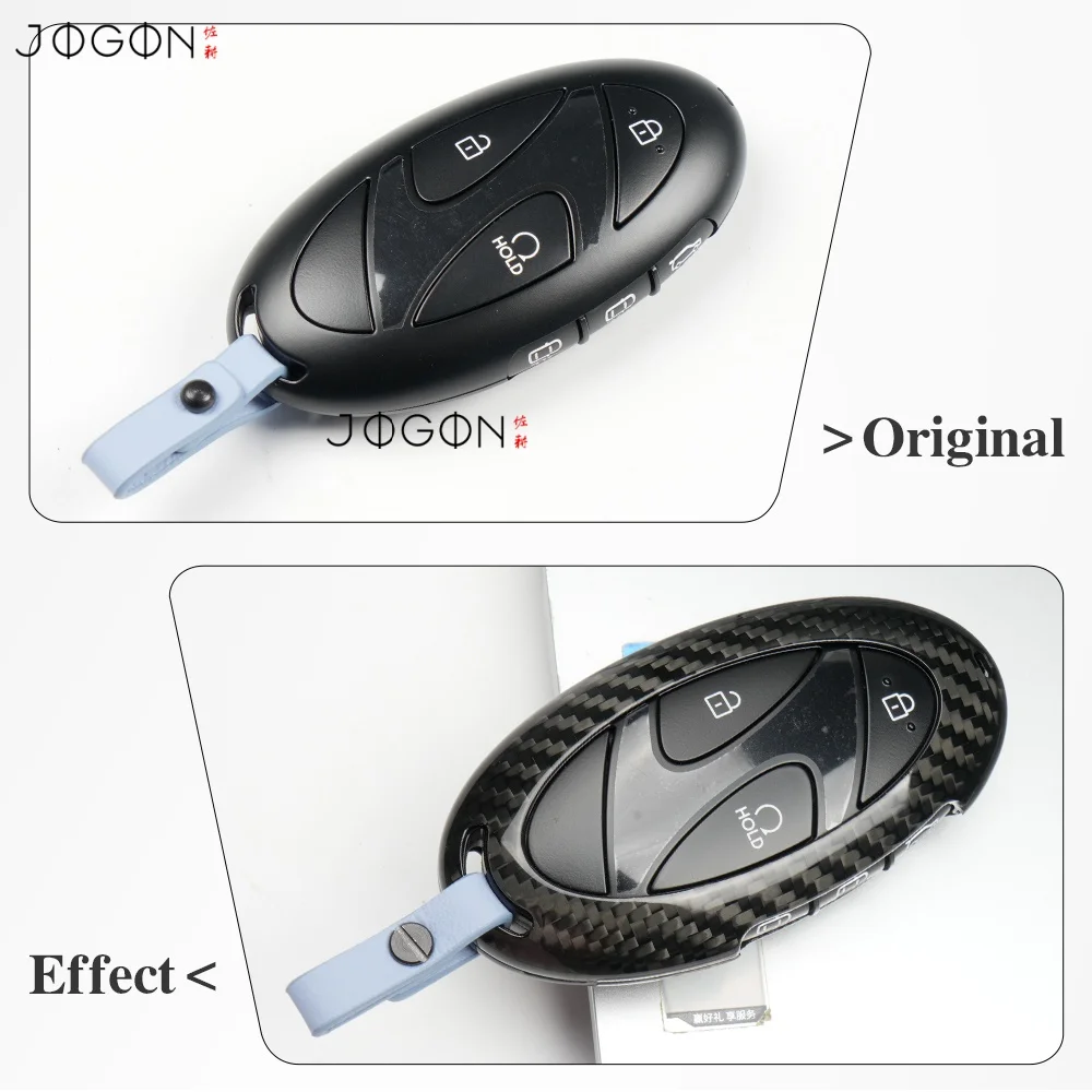 JOGON 5/ 7 Buttons 100% Carbon Fiber Smart Remote Keyless Entry Key Fob Cover Shell For Hyundai IONIQ 5 Car Key Protective Case