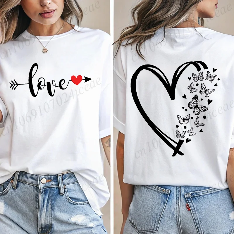 트렌디 한 여름 티셔츠 여성용 반팔 티셔츠 발렌타인 레 - Summer Clothing Brands For Women 리뷰 및 가격