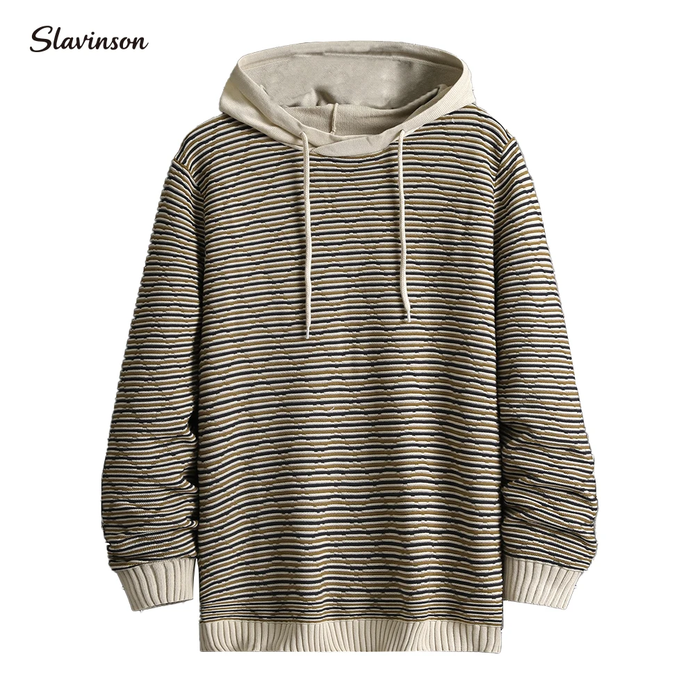 

Slavinson Men's Sweater Spring New Hoodie Long Sleeve Comfortable Casual Sweatshirt Drawstring Hood Fleece Soft Tops US Size