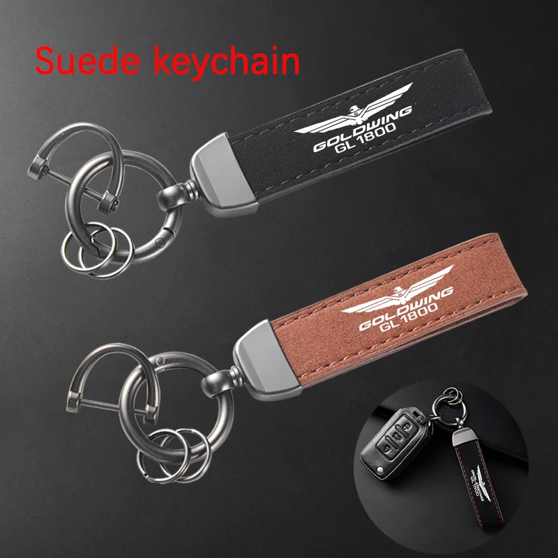 

For HONDA Goldwing 1800 GL1800 GOLDWING1800 2001-2024 High-Grade Leather Suede Keychain Motorcycle Key Ring