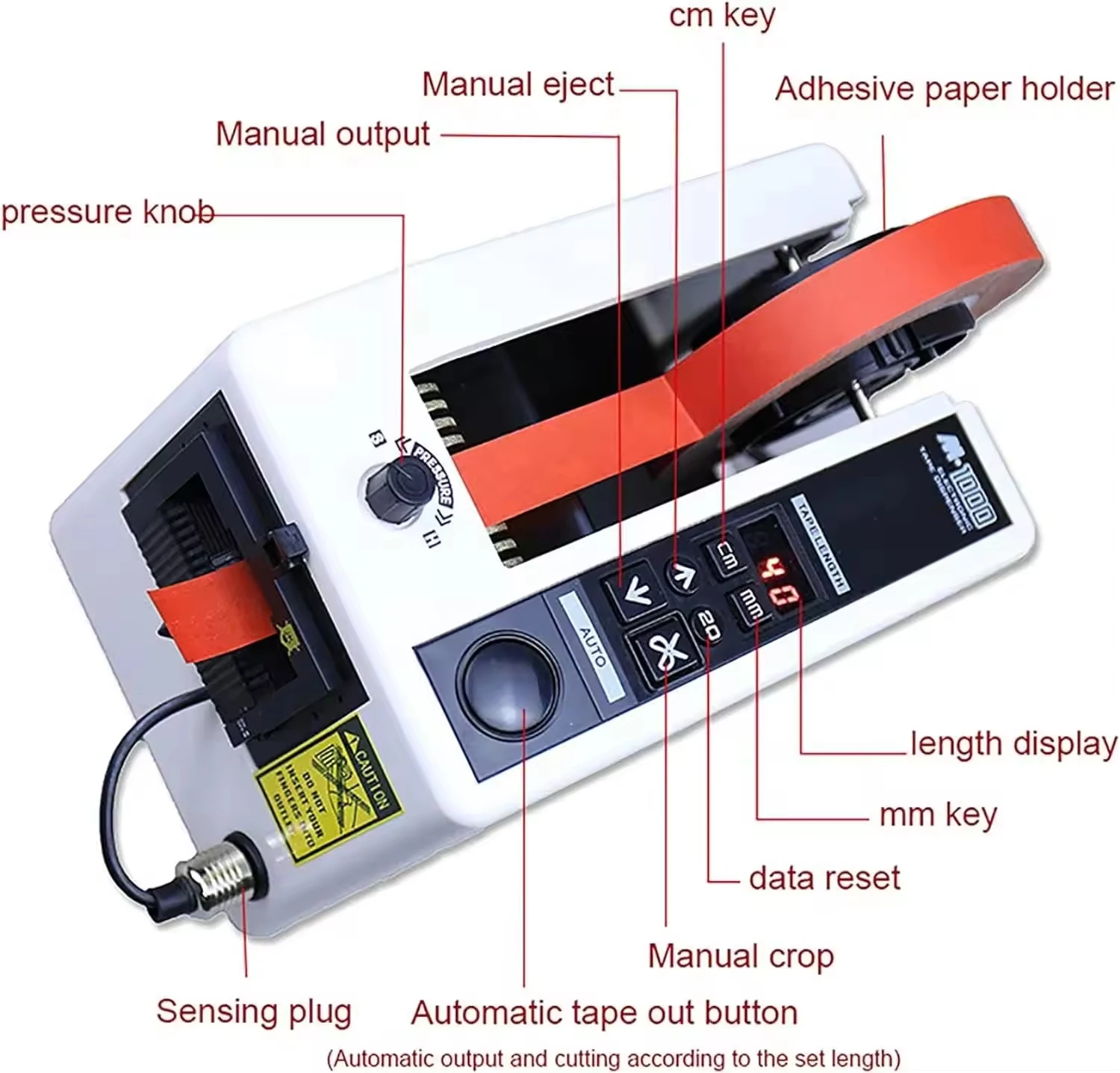 

Electric Tape Dispenser Cutting Machine Automatic Tape Dispense M-1000 for 7-50mm Width Tapes