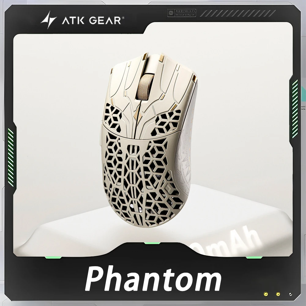 ATK Phantom Ultimate Gaming Mouse Carbon‑Fiber Dual 8K Wired‑Wireless PAW3955MASTER E‑Sports Mouse For PC Gamer Customized Gift