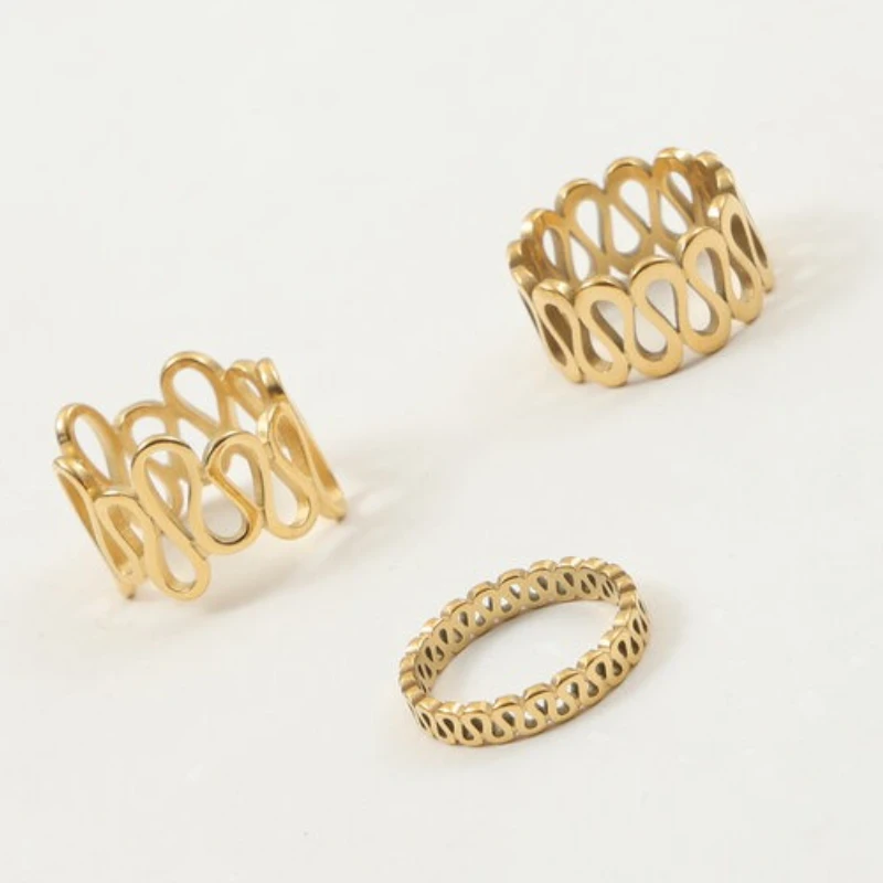Stainless Steel Infinite Hollow Ring for Women Gold Plated Jewelry