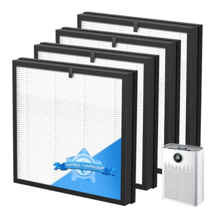 

4 Pack HAP603 Replacement Filter Compatible with ECOSELF HAP603/ HAP603WF Air Purifier, 3-in-1 HAP603 Replacement Filterfor Hom