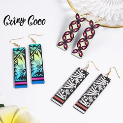 Cring Coco 2022 New Design Samoan Jewelry Polynesian Acrylic Drop Earrings Hawaiian Dangle Earring for Women French Polynesia