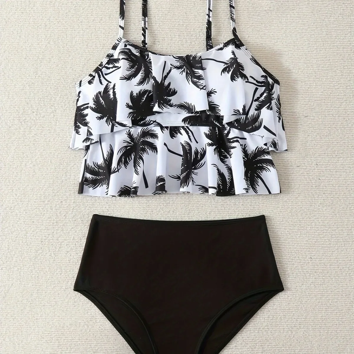 2024 Sexy Bikinis Set Print Tankini Set Rüschen Badeanzug Frauen Bademode Biquinis Sommer Backless Strand Badeanzug