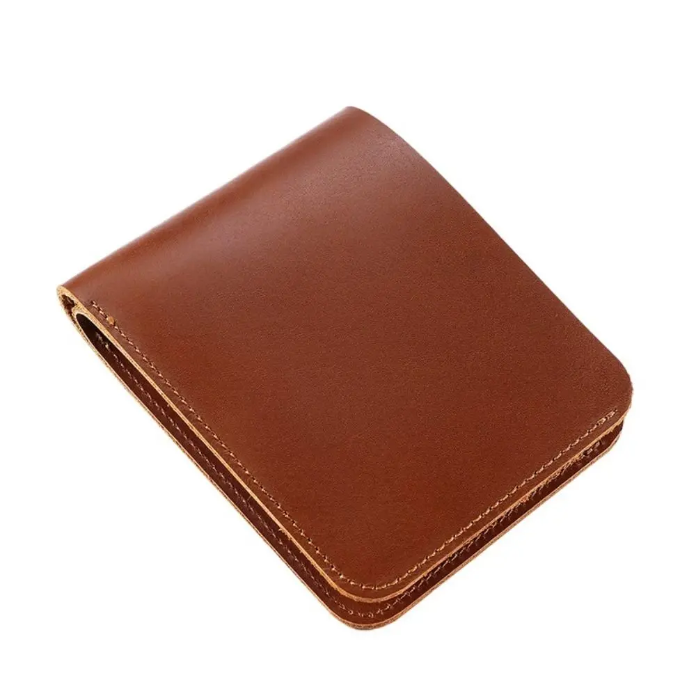 

Genuine Leather Men Purses Easy To Clean Brown 6 Card Slots Money Pocket Vintage Durable Money Clip Wallet Female/Male