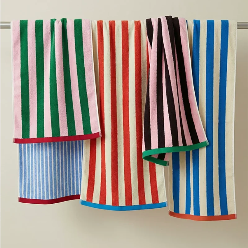 Autumn Winter Striped Bath Towel Cotton Plush Washed Washcloth Worsted Soft Absorbent Bathroom Towels For Man Women