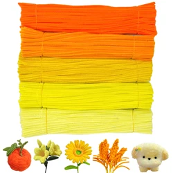 250 Pieces Pipe Cleaners Chenille Stems 5 Assorted Yellow Colors Craft Supplies Bulk for DIY Art and Craft Projects