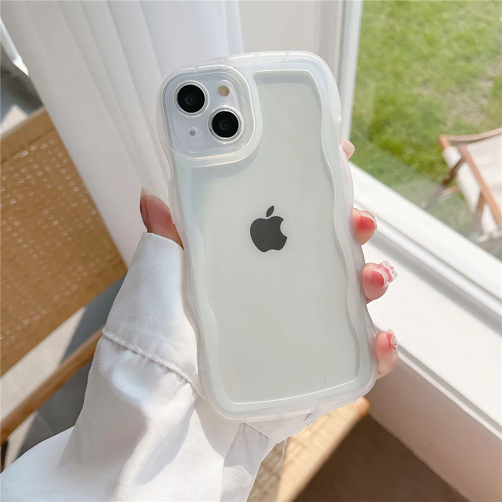 Clear Art Wavy Phone Case For iPhone 15 14 Pro Max X XR 7 8 Plus 13 Pro Max 11 Pro 12 Mini XS Max Silicon Soft Back Cover Capa