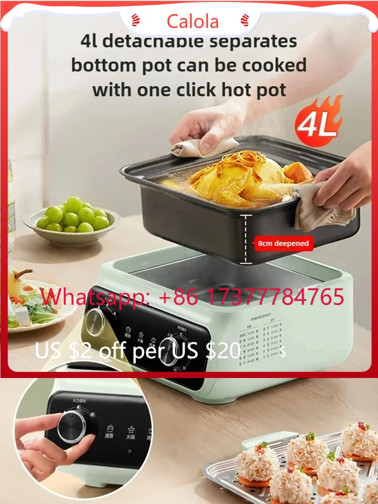 Top Design Double Control Three-Layer Stainless Steel Electric Steamer Removable Washable Multi-functional