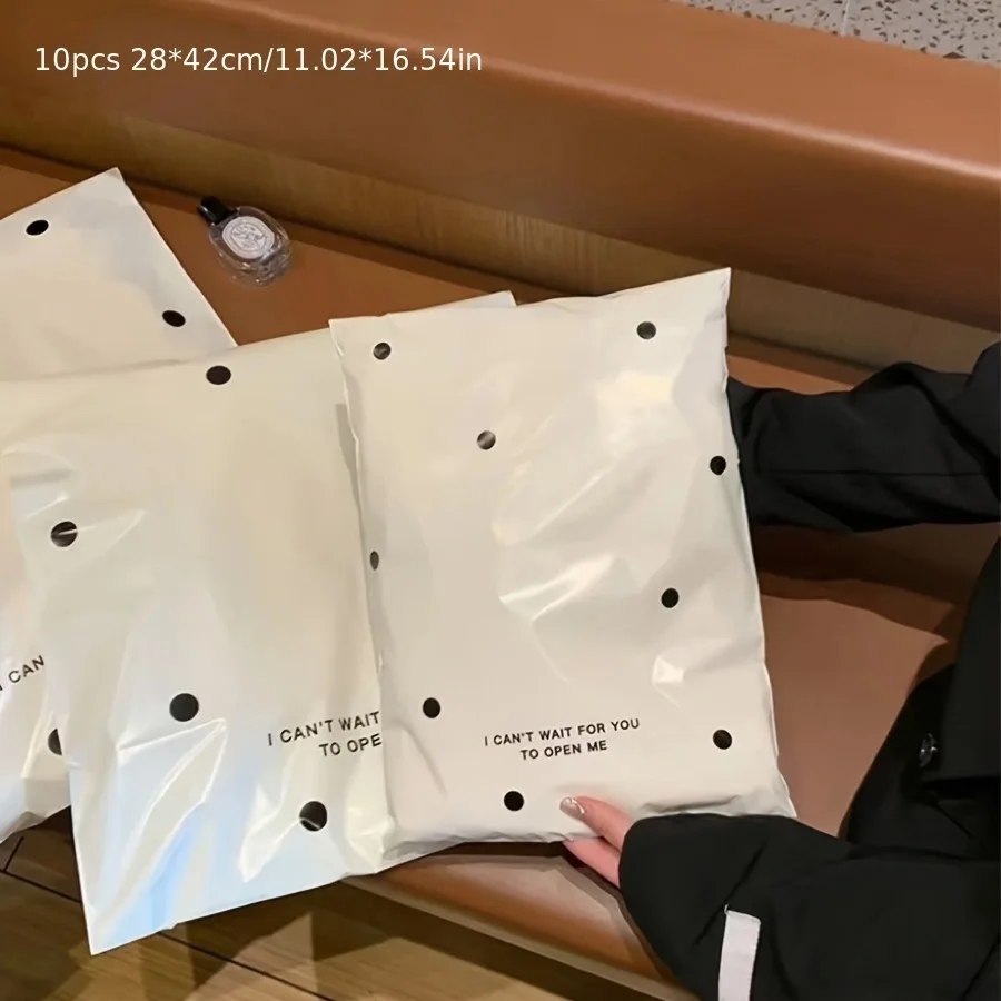 10 stuks beige stippen express leveringszakken, geschenk- en kledingverpakkingszakken, waterdichte plastic opbergzakken - kantoor