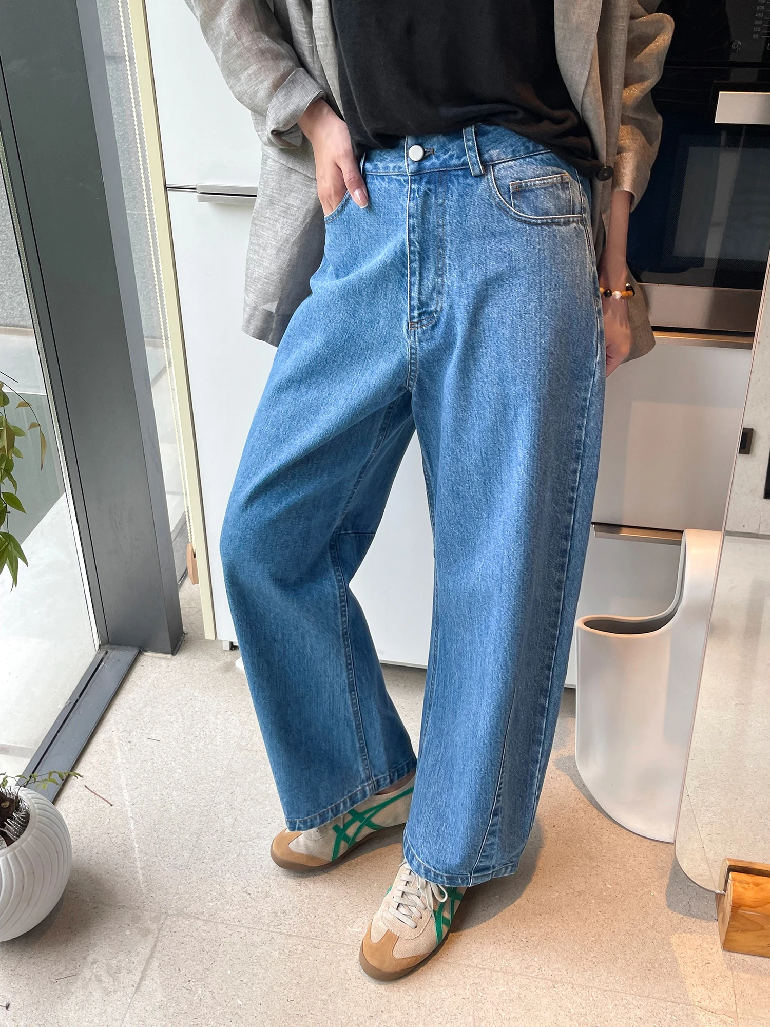 

Джинсы женские из старого хлопка ручной работы, широкие, свободного кроя, в стиле «банан», повседневные, из хлопкового денима, в стиле «нож», из Гонконга