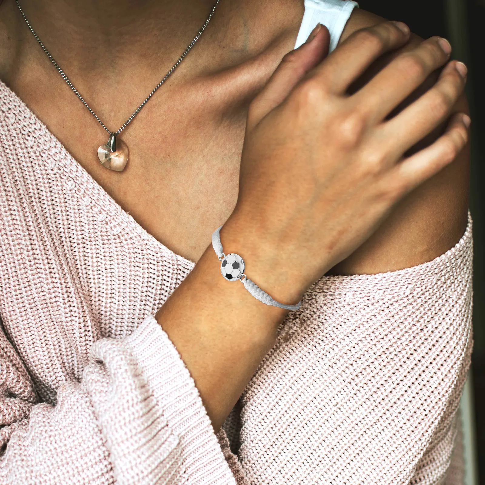 

Adjustable Soccer Bracelet Braided Alloy Football Bracelet Stylish Fans Accessories for Men Women Game Day