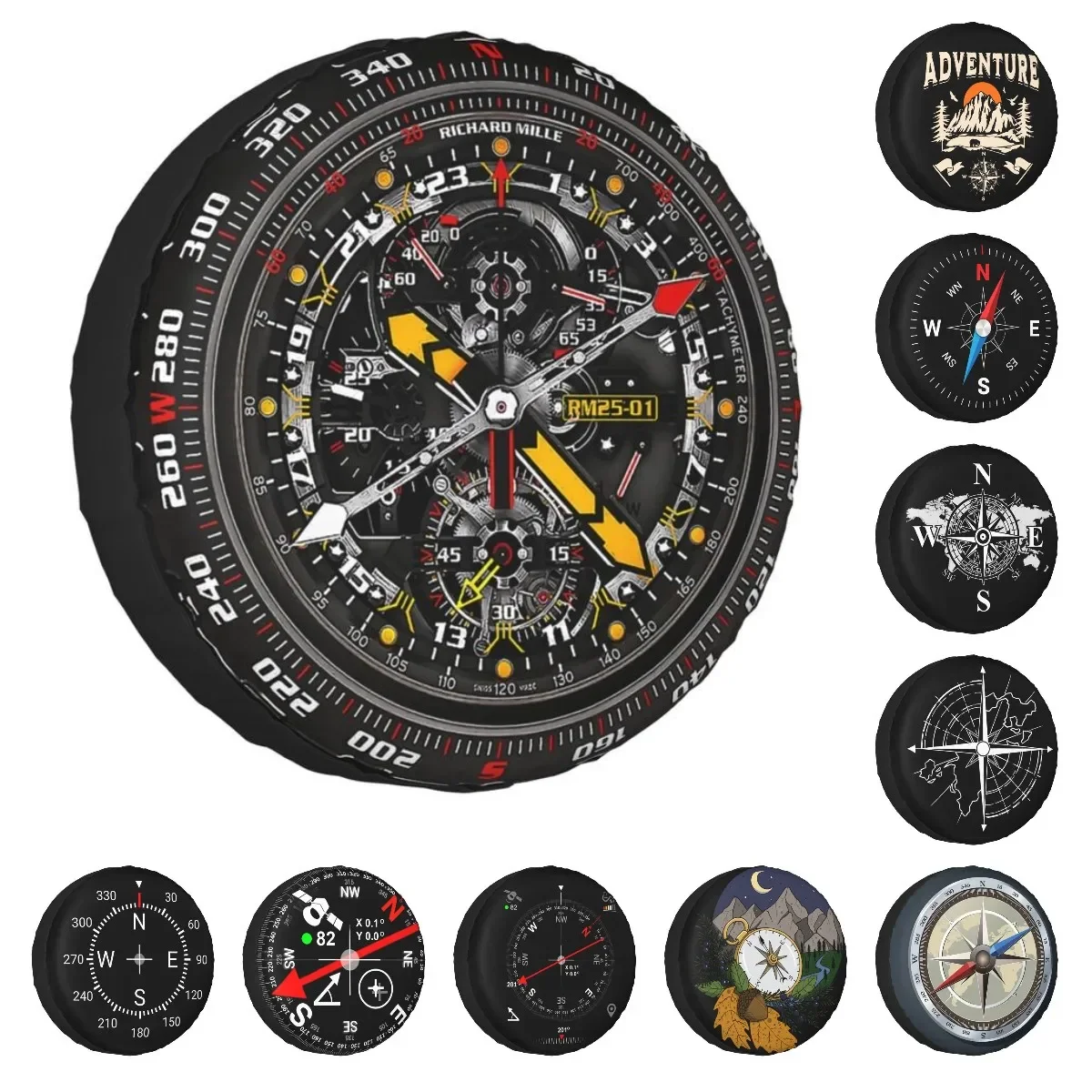 RM 25-01 Tourbillon Adventure Watch Face Compass Spare Wheel Tire Cover for Toyota RAV4 Prado Jeep RV SUV 14\