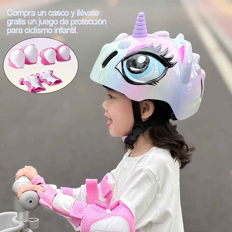 

Children's Balance Bike Helmet 48-52cm Anti-Impact Skateboard Scooter Helmet Knee Elbow Wrist Pads for for Boys Girls 3-8 Years