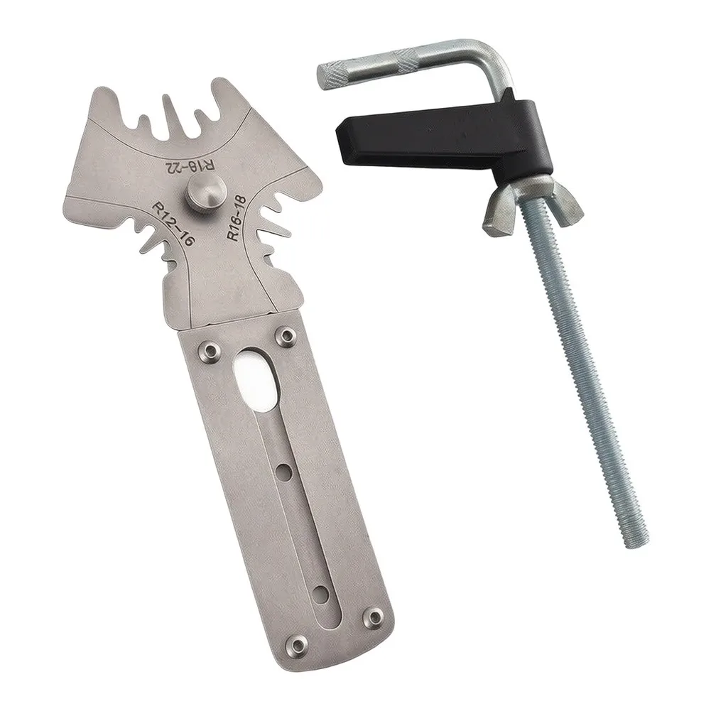 Adjustable Stainless Steel Zipper Corner Locator for Leather Projects with Engraved Radii and Stable Clamp Mount