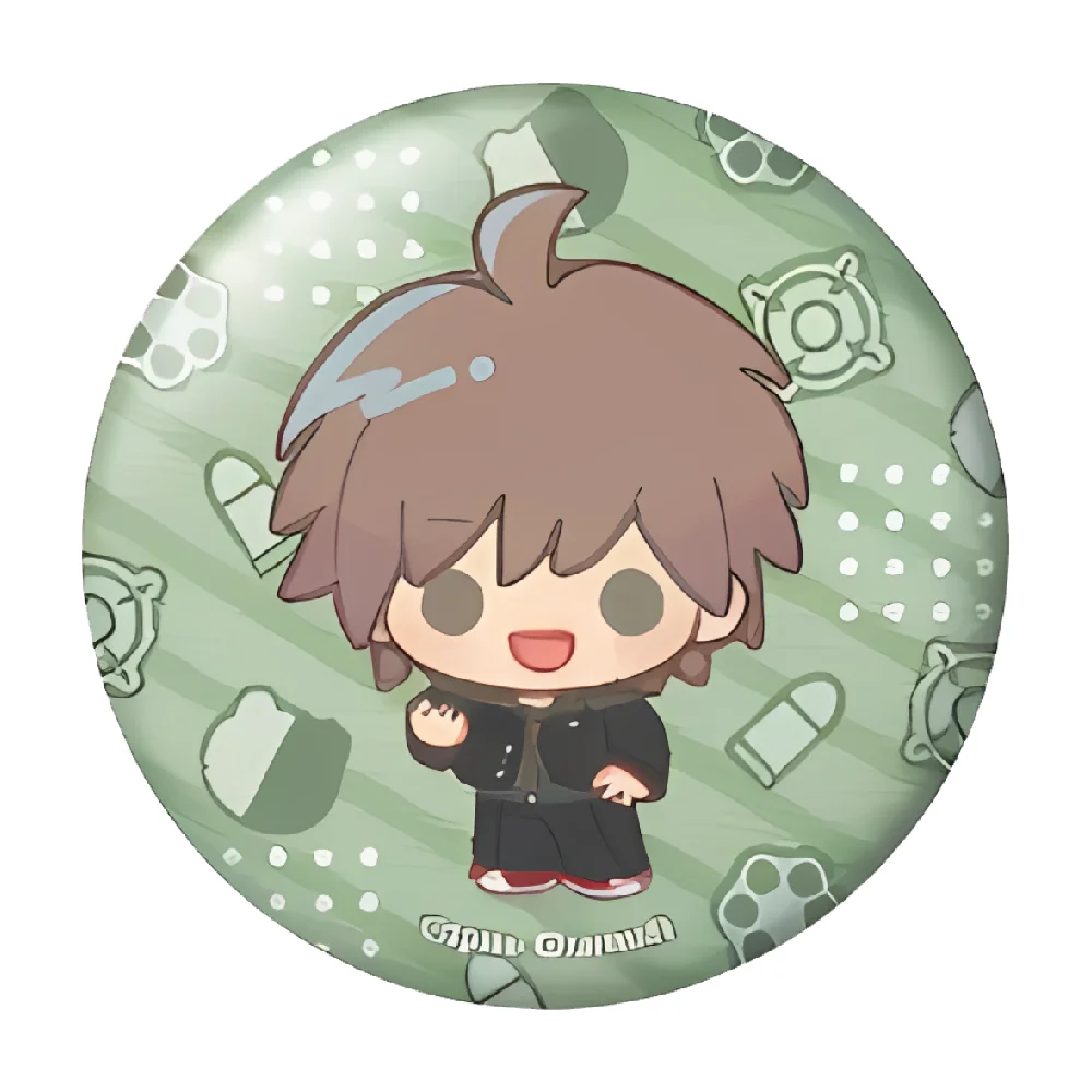 Danganronpa Q Version Chibi 58mm Badge Kokichi Oma Pill Print Background Anime Brooch Birthday Gift