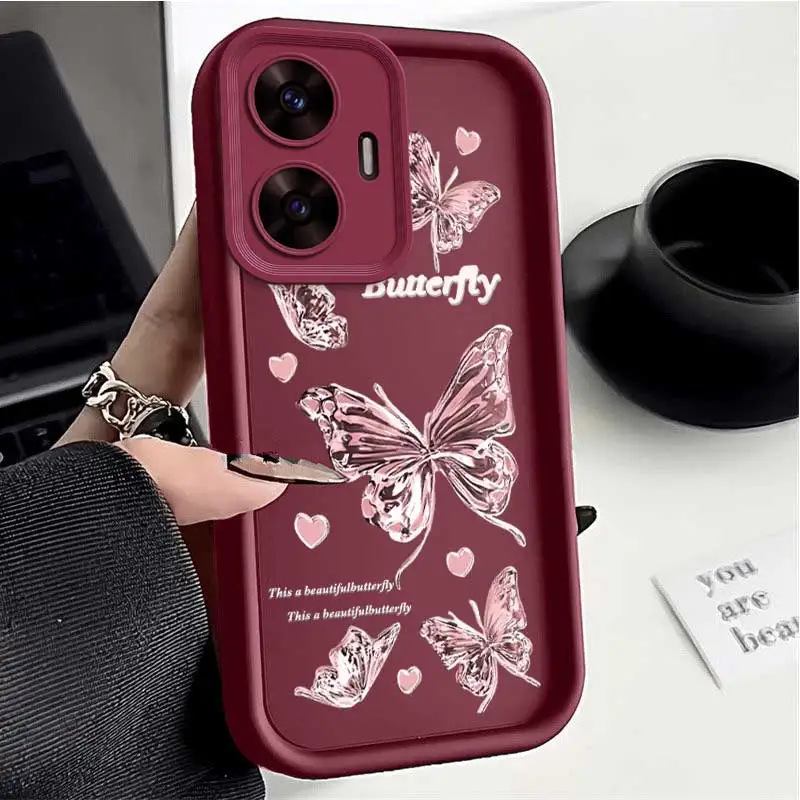 C55 Love Butterfly Sky Eye Ladder Phone Case For Realme C67 C65 C53 C51 C35 C33 C31 C30 C25 C21 C20 C17 C15 C12 C11 Cover