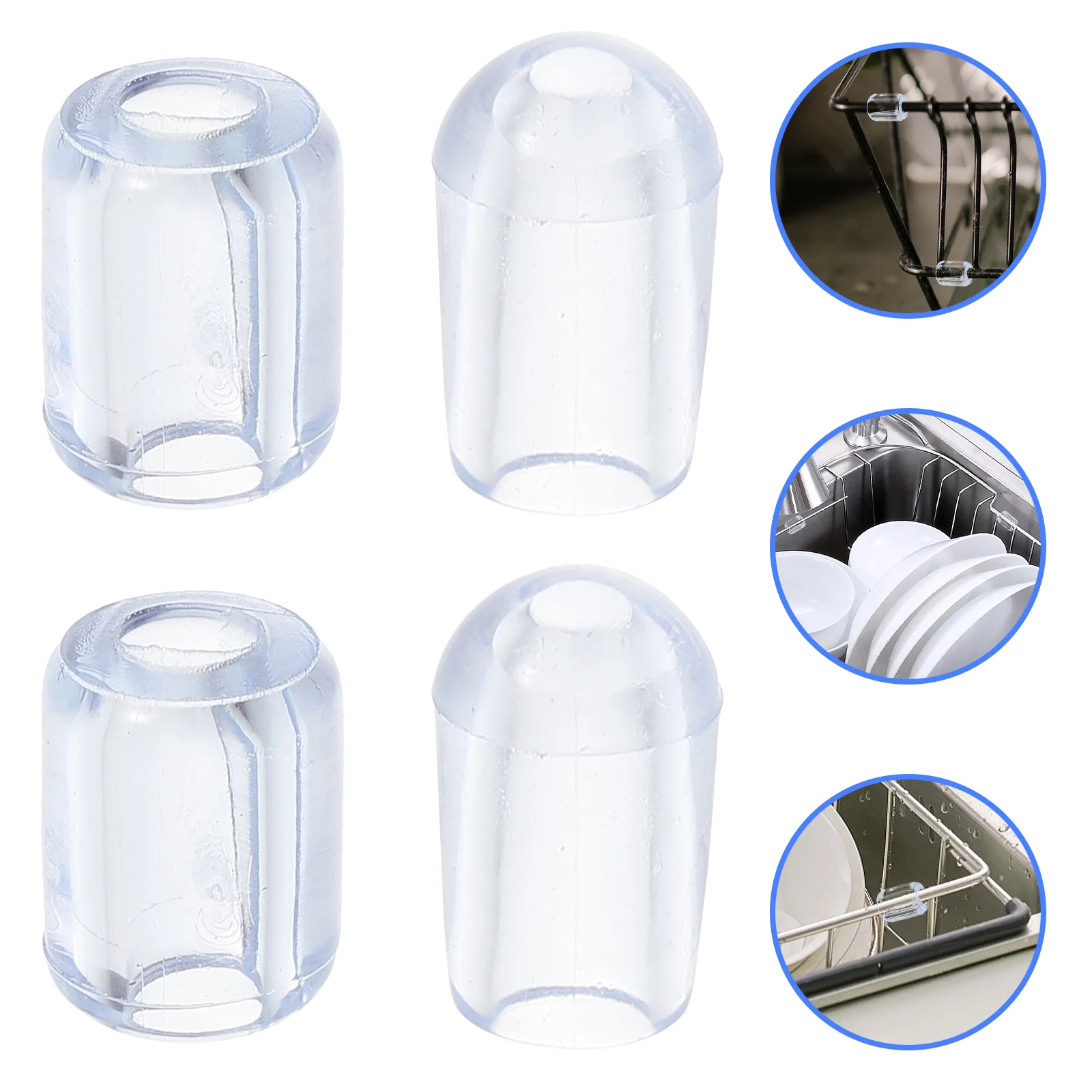 

80 Pcs Transparent Rubber Sleeve Plastic Sink Feet Kitchen Protectors Grate Coat Hanger Grids for Small Pvc Rack Replacement