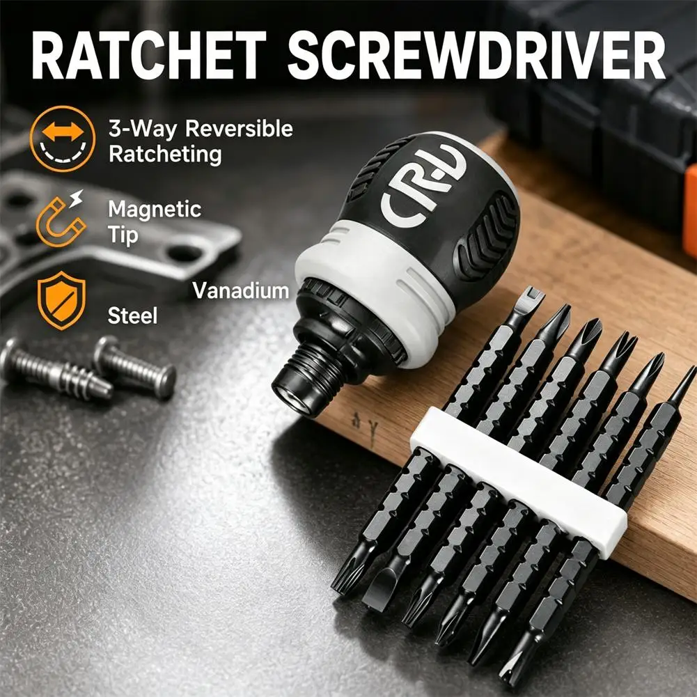 13 in 1 Ratchet Screwdriver Set Short Shaped Radish Head High Hardness Labor-saving Multi-functional Dual-purpose