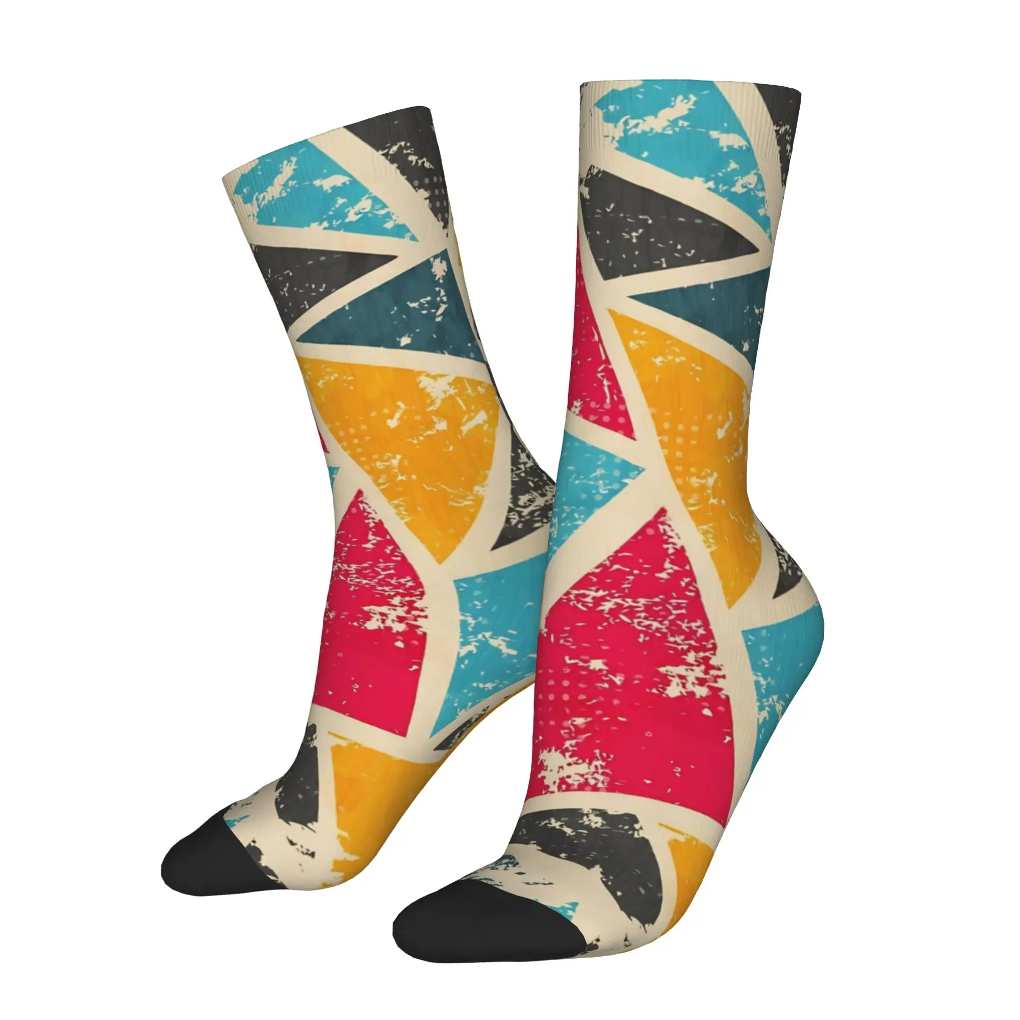 colorful Geometric Print  Theme Socks Merchandise for Men Non-slip Printing Socks
